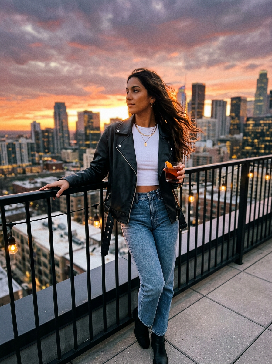 Rooftop Sunset AI character