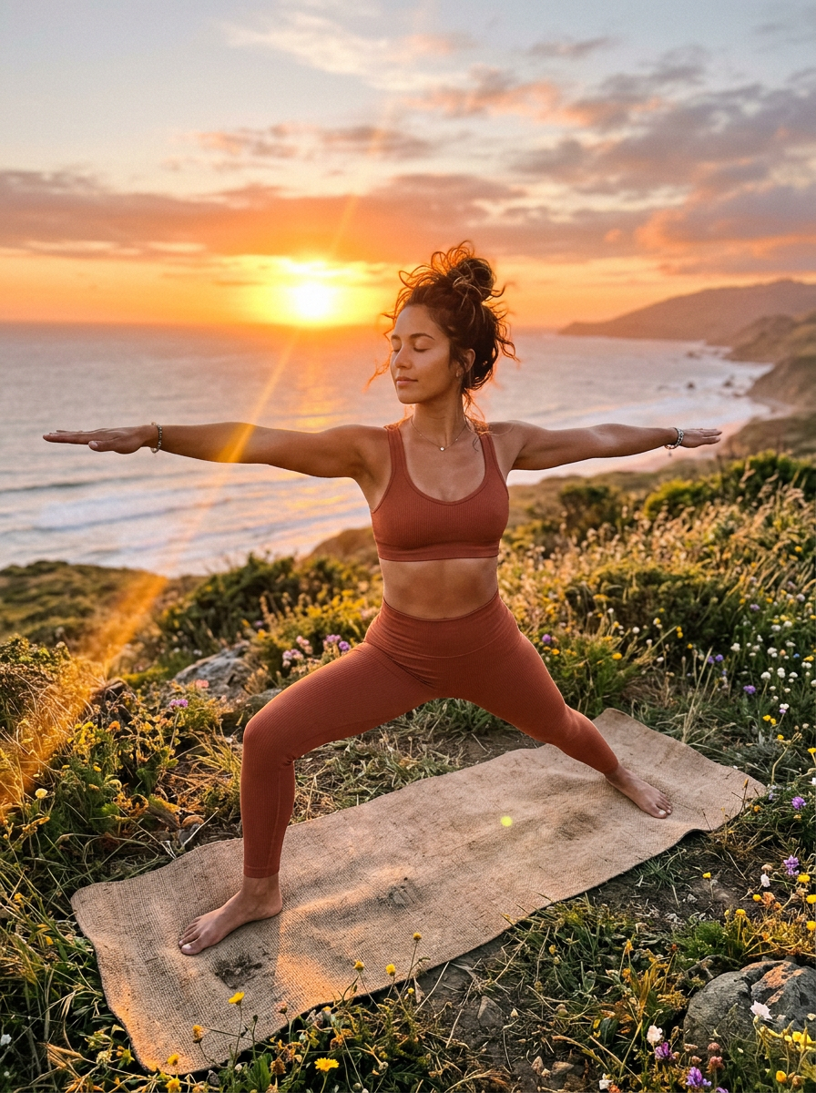 Yoga at Sunset AI character