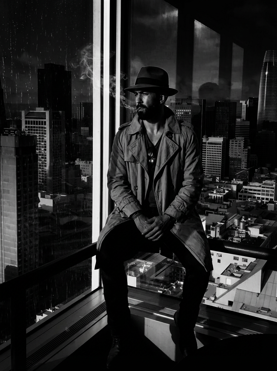 Film Noir AI selfie style