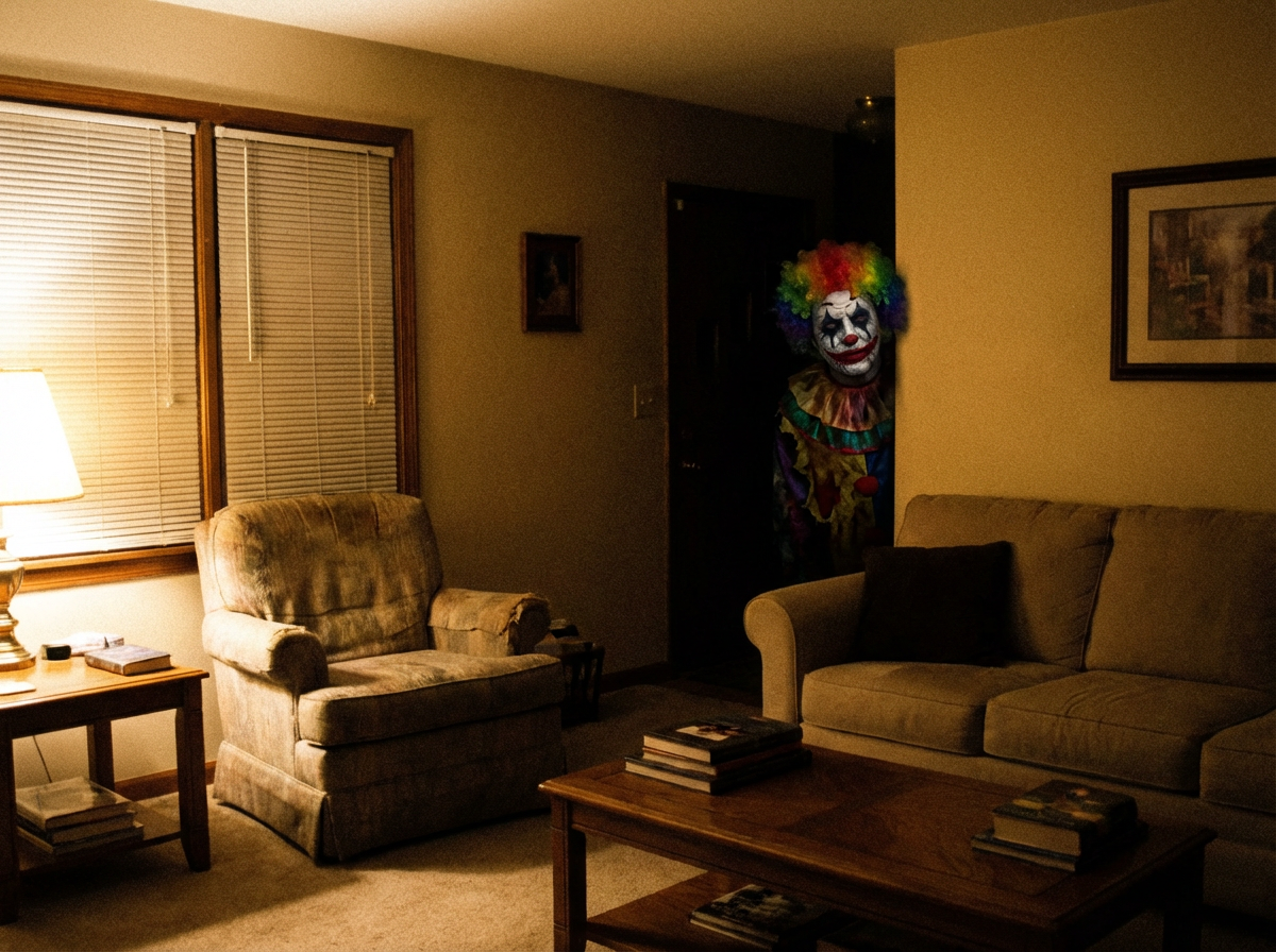 Clown Lurking AI prank example
